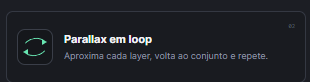 Opção Parallax em loop no painel PAISCA motion